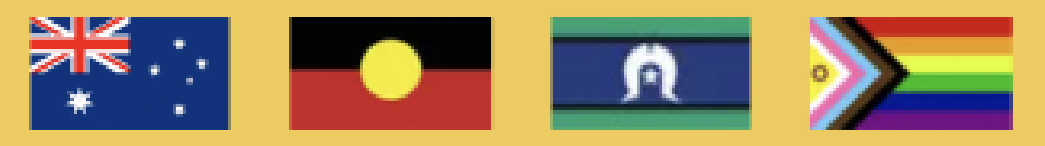 Picture - Australian, Indigenous, Torres Strait Islander and LGBTQA+ flags